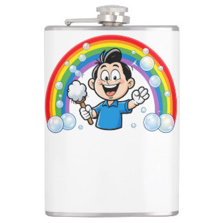 Schattig Schoonmaakmasker Regenboog Cartoon Ontwer Heupfles