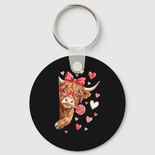 Schattig Schots Hooglandrund Valentijnskaart Candy Sleutelhanger