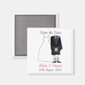 Schattig Schotse Bride & bruidegom Save The Date M Magneet (Voorkant / Achterkant)