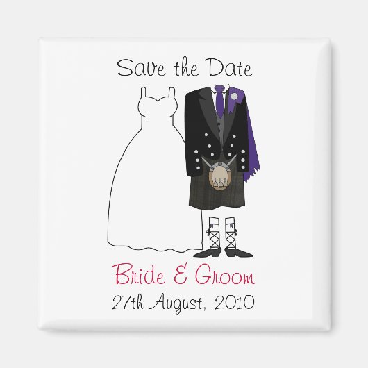 Schattig Schotse Bride & bruidegom Save The Date M Magneet (Voorkant)