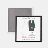 Schattig Schotse Bride & bruidegom Save The Date M Magneet (Voorkant / Achterkant)