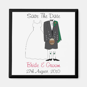 Schattig Schotse Bride & bruidegom Save The Date M Magneet