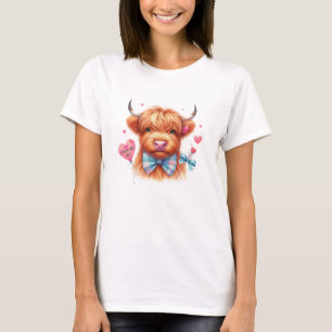 Schattig Schotse Hoogland Koe Valentijn T-shirt