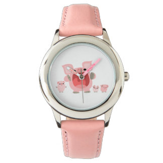 Schattig schreeuwen Cartoon Varkenshorloge Horloge