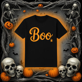 Schattig Schrift "Boo" met Spinneweb Halloween T-shirt