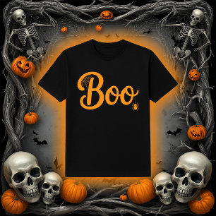 Schattig Schrift "Boo" met Spinneweb Halloween T-shirt