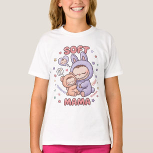 Schattig Sci-Fi Mama en Baby Astronaut Ontwerp T-shirt