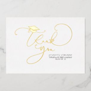 Schattig Script Calligrafie Afstudeer Bedankt Folie Uitnodiging