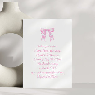 Schattig Script Coquette Strik Roze Bruidsdouche Kaart