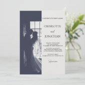 Schattig Script Elegante Foto-overlay Witte Trouw Kaart (Staand voorkant)