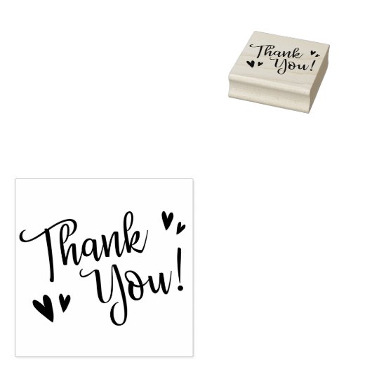 Schattig script en harten dank je rubberstempel (Gestempeld)