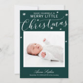 Schattig script foto kerst geboorteaankondiging feestdagenkaart (Voorkant)
