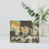 Schattig script Vrolijke wensen Vakantie foto Briefkaart (Staand voorkant)