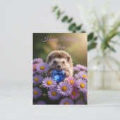 Schattig september egeltje met saffierhart briefkaart (Staand voorkant)