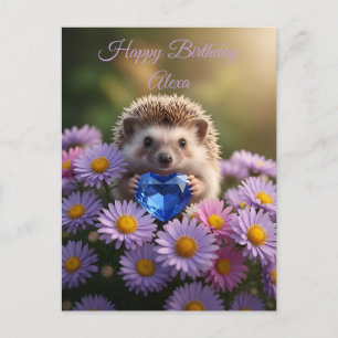 Schattig september egeltje met saffierhart briefkaart