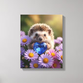 Schattig september egeltje met saffierhart canvas afdruk (Voorkant)