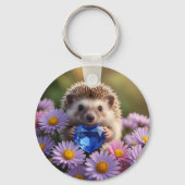 Schattig september egeltje met saffierhart sleutelhanger (Achterkant)