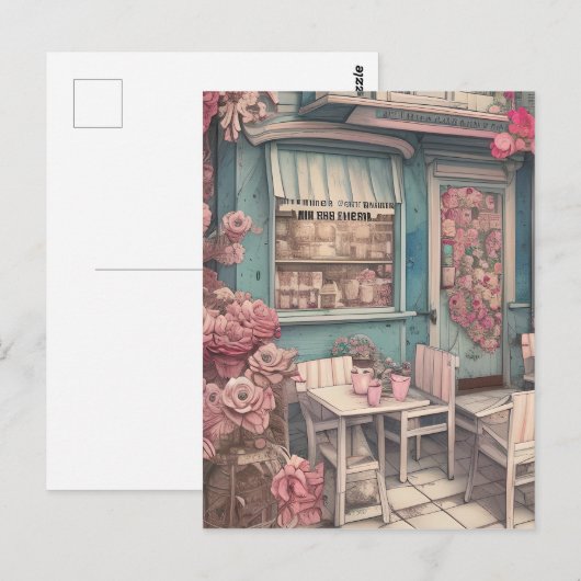 Schattig Shabby Chic Coffee Shop Briefkaart (Voorkant / Achterkant)