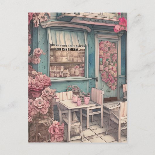 Schattig Shabby Chic Coffee Shop Briefkaart (Voorkant)