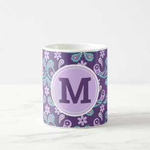 Schattig Shabby Chic Paars en blauw Paisley Koffiemok
