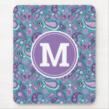 Schattig shabby chic paars en blauw paisley monogr