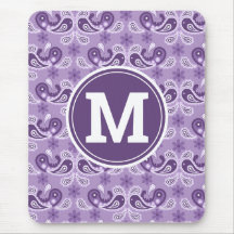 Schattig shabby chic paars en wit paisley monogram