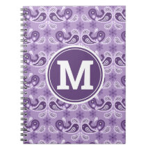 Schattig Shabby Chic Paars en wit Paisley Monogram