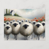Schattig Sheep Poppy Field en een huis Briefkaart (Voorkant)