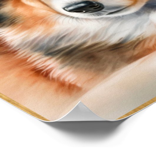 Schattig Sheepdog Puppy Artwork Poster (Hoek)