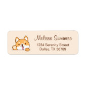 Schattig Shiba Inu Corgi Hond Beige Retouradres Etiket (Voorkant)