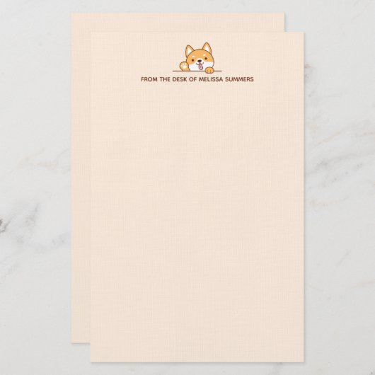 Schattig Shiba Inu Corgi Hond Peeking Aangepaste T Briefpapier