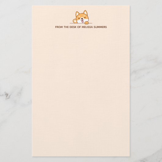 Schattig Shiba Inu Corgi Hond Peeking Aangepaste T Briefpapier (Voorkant)