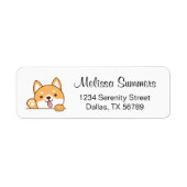 Schattig Shiba Inu Corgi Hond retouradres Etiket (Voorkant)
