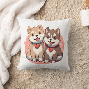 Schattig Shiba Inu-hondenstel Verliefd Kussen
