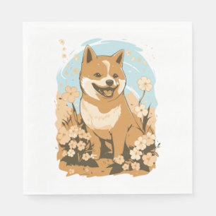 Schattig Shiba Inu T-shirt Art Print met Graphic Servet