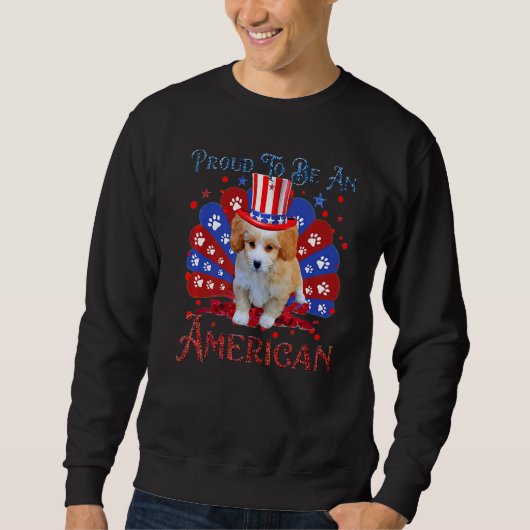 Schattig Shih Poo Amerikaanse vlag Gelukkig 4th va Trui (Voorkant)