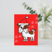 Schattig Shih Tzu cartoon Santa Hat - Bruin en Wit Feestdagenkaart (Staand voorkant)