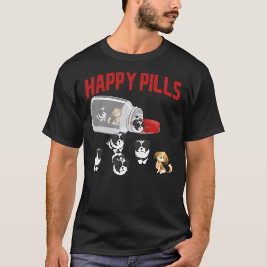 Schattig Shih Tzu Happy Pills Puppy Eigenaar Produ T-shirt (Voorkant)