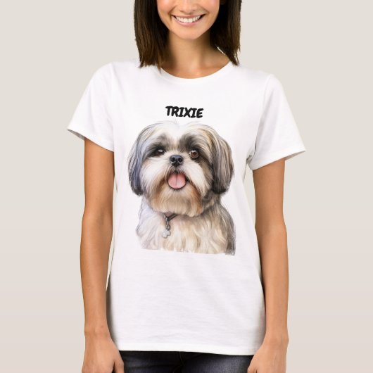 SCHATTIG SHIH TZU HONDENGEZICHT T-SHIRT (Voorkant)