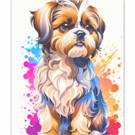 Schattig Shih Tzu Sticker (Voorkant)