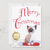 Schattig Siamese katje met kerstmuts Feestdagenkaart (Voorkant)