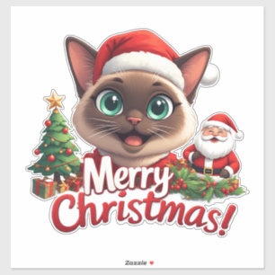 Schattig Siamese Kittie-ontwerp voor Kerstmis Sticker