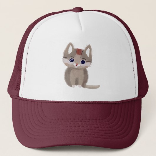 Schattig simpelt katje trucker pet (Voorkant)