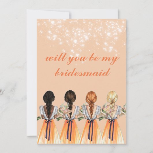 schattig sinaasappel, ben je mijn bruidsmeisje uit kaart (Voorkant)