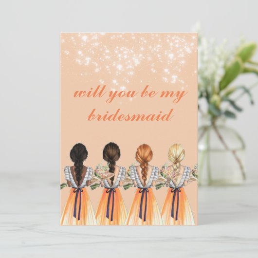 schattig sinaasappel, ben je mijn bruidsmeisje uit kaart (Staand voorkant)