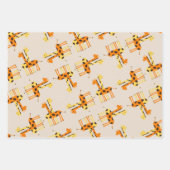 Schattig sinaasappel en geel giraffepatroon inpakpapier vel (Voorkant 3)