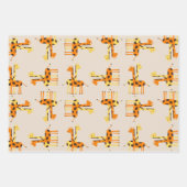 Schattig sinaasappel en geel giraffepatroon inpakpapier vel (Voorkant 2)
