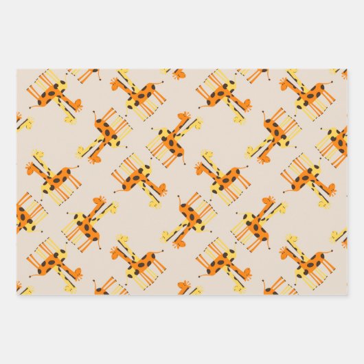 Schattig sinaasappel en geel giraffepatroon inpakpapier vel (Voorkant)