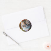 Schattig Sinaasappel en witte kitten Ronde Sticker (Envelop)