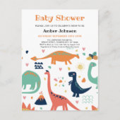 Schattig Sinaasappel Groen Baby Dinosaur Boy Baby  Uitnodiging Briefkaart (Voorkant)